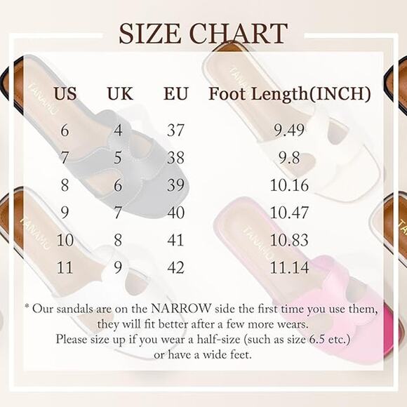 Tanamo Women's Sandals Girls Slides Narrow Dressy Flat Square Open Toe Pink SZ 7 - Picture 5 of 6